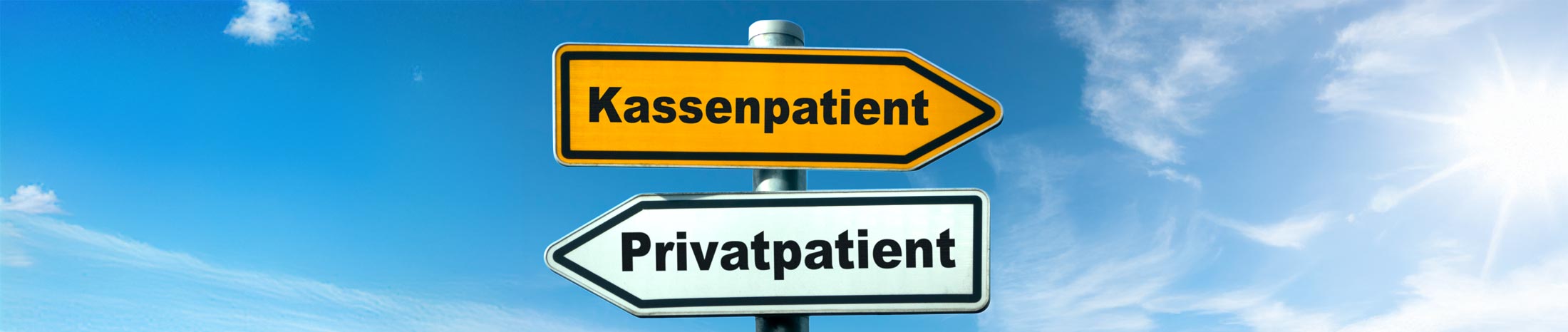Kassenpatient und Privatpatient Schild